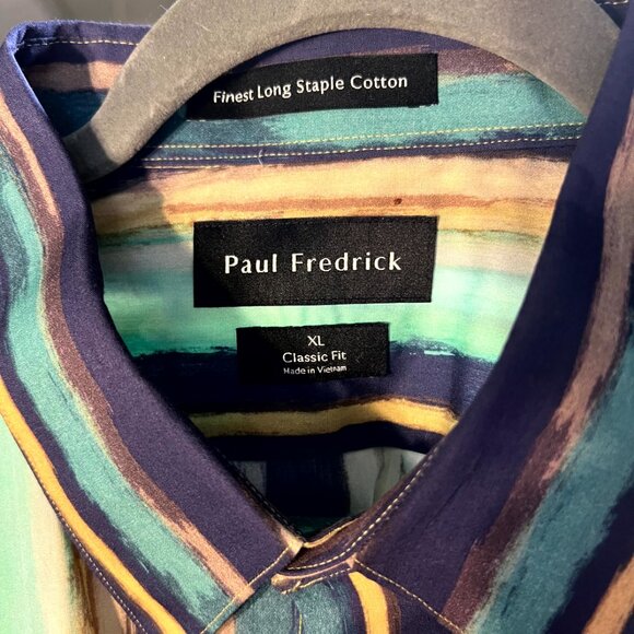 Paul Fredrick Classic Fit Brushstroke Stripes Long-Sleeve Button-Up SZ XL - Picture 2 of 3
